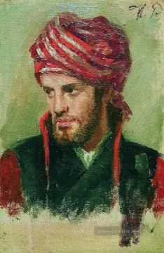 Porträt eines jungen Mannes  in einem Turban Ilya Repin Ölgemälde